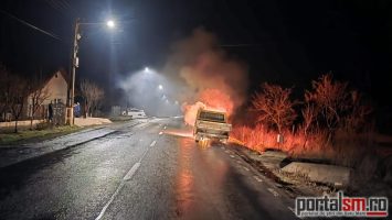 incendiu camioneta Satu Mare